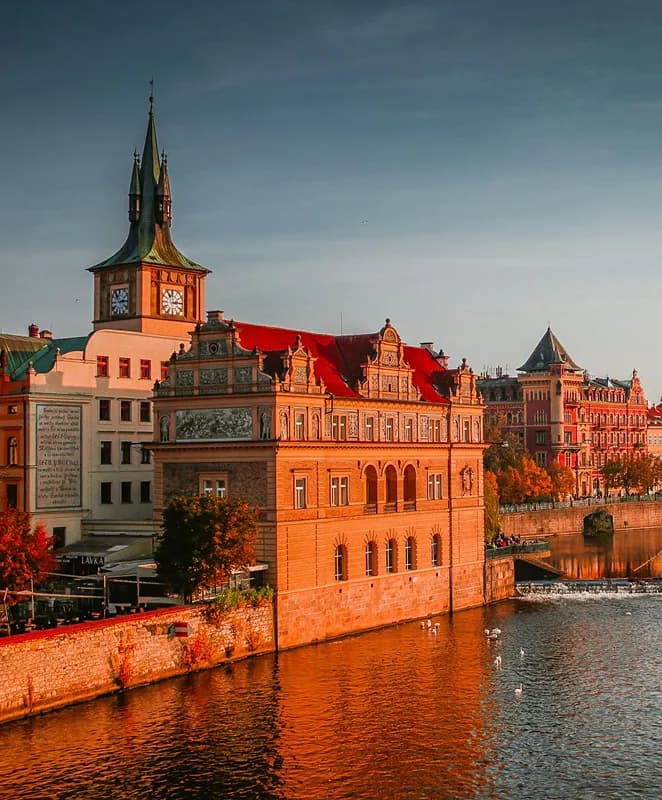 Prague old town at golden hour